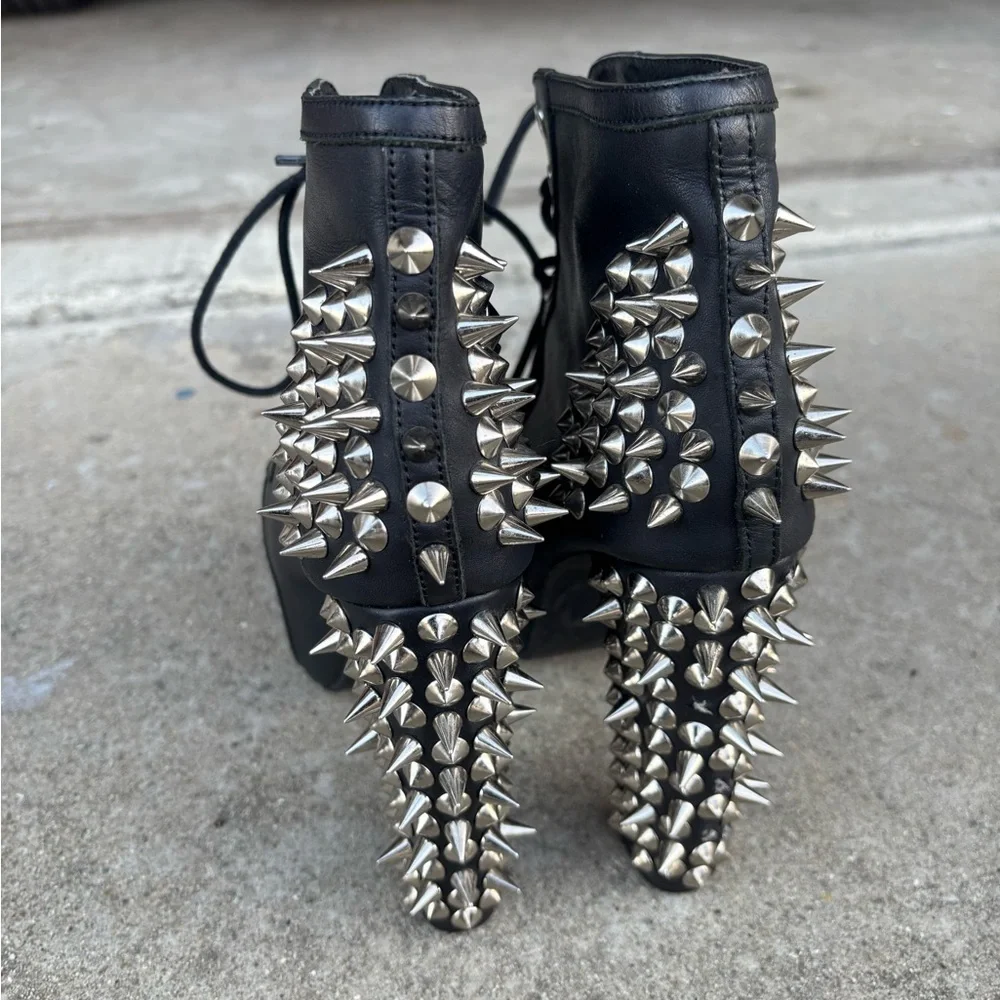 Jeffrey Campbell Black Spiked Ankle Boots - Picture 2 of 4
